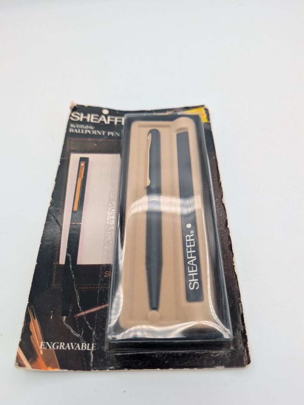 80’s Sheaffer TRZ White Dot Black & Gold Twist Action Ballpoint Pen NIB